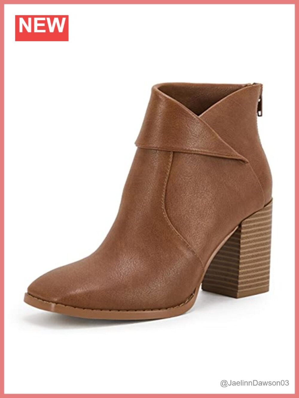 Womens Ankle Boots Faux Leather Chunky Heel Slip On Zip Booties